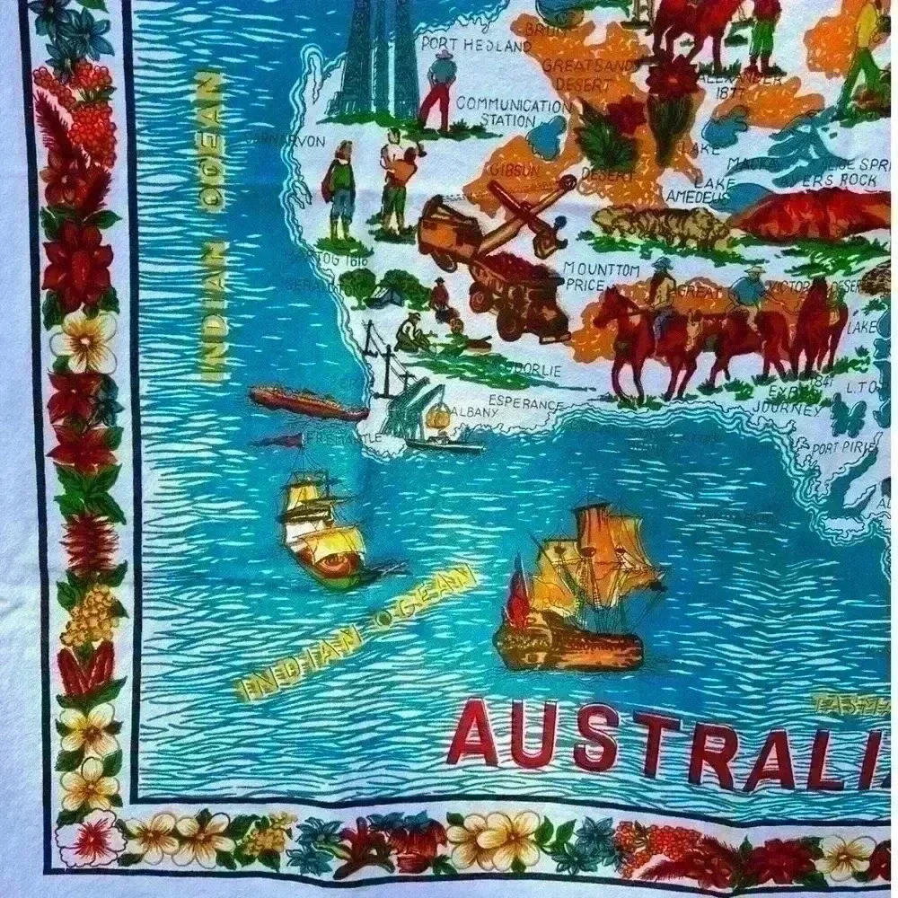 Vintage Australia Map Wall Hanging Tapestry Art